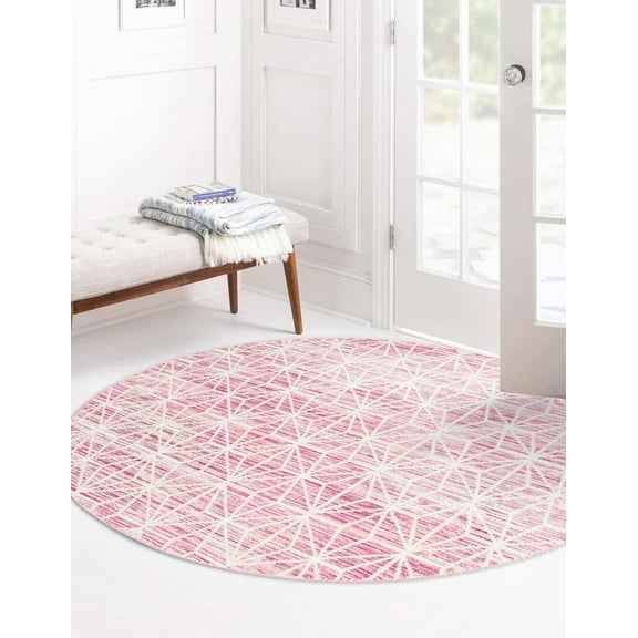 Jill Zarin Uptown Collection Area Rug - Fifth Avenue (3' 1" Round Pink/Ivory)
