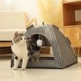 thumbnail image 4 of All-Season Covered Cat Bed, Cozy Pet Tent Cave with Soft Cushion for Indoor Cats, Washable Enclosed Sleeping House, 4 of 5