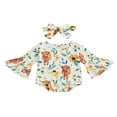 thumbnail image 1 of Infant Girls Romper and Headband  Flower/ Cactus Print Long Flared Sleeves  Neck Jumpsuit, 1 of 7