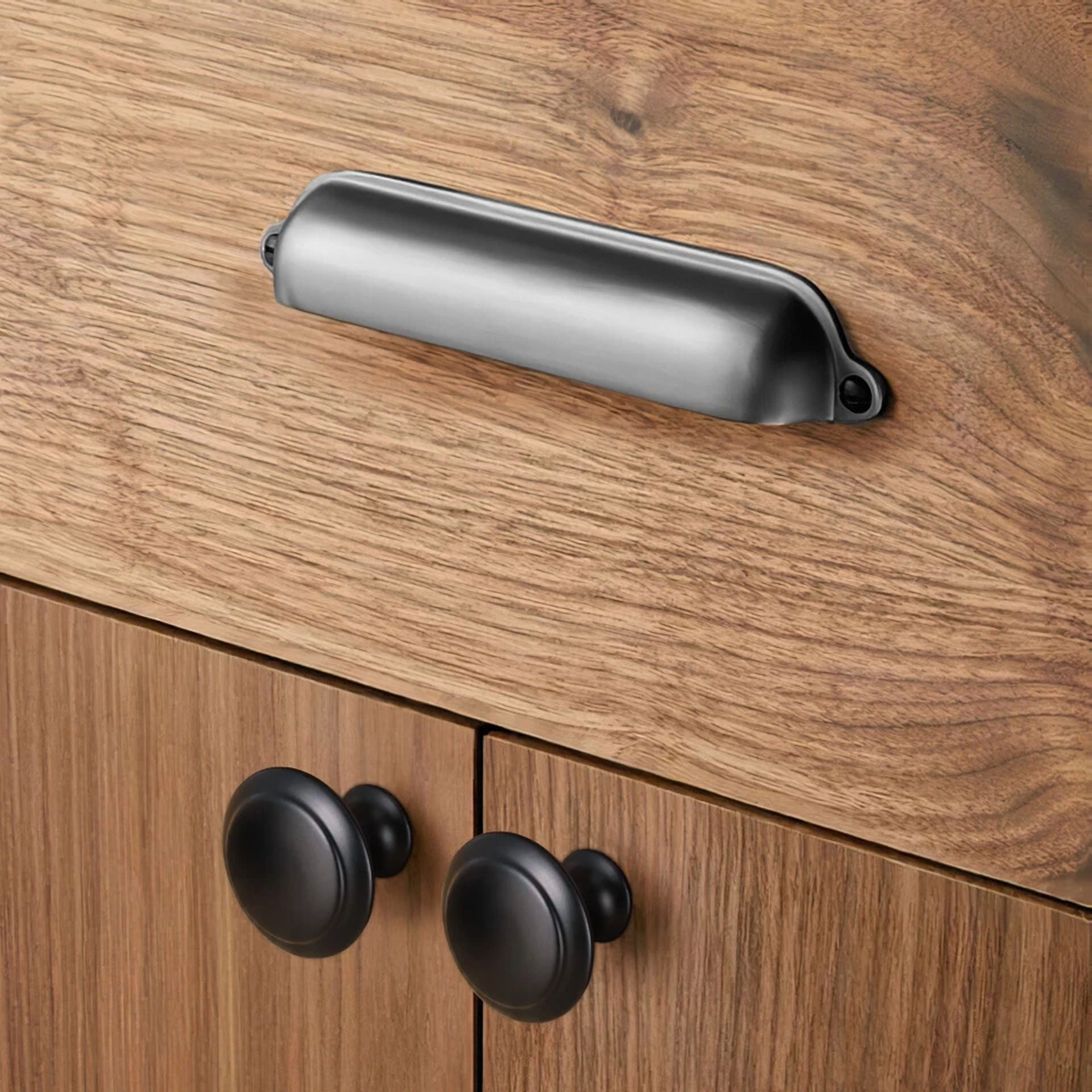40X Black Round Kitchen Cabinet Knobs Door Drawer Hardware Cupboard Handle Pulls
