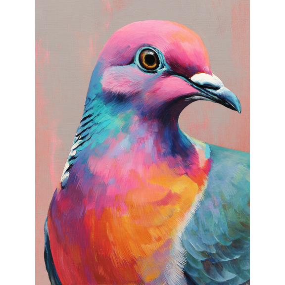 Colorful Pigeon Canvas Painting Dining Room Wall Art