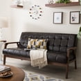 thumbnail image 4 of Baxton Studio Mid Century Faux Leather Sofa, Kids, Brown, 4 of 4