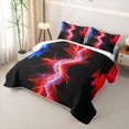 thumbnail image 3 of Erosebridal Neon Nature Lightning Twin Quilt Set for Boys Men, Red Blue Glowing Lines Twin Coverlet Set, 2 Pieces, 3 of 4