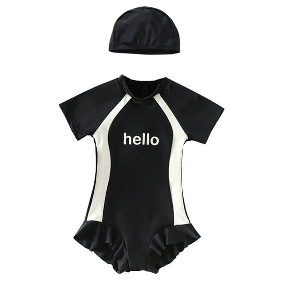 BJUTIR Girls Bathing Suits Long Sleeve Swimsuit Upf 50 Sun Protection Rash Guard Swimwear For Toddler Kids Beach Pool Stylish Summer Beachwear Black Size 2-3 Years
