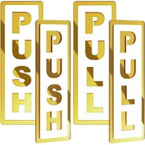 Push Pull Door Sign 4Pcs-5.9 X 1.97 Inch-Self-Adhesive Door Entrance Signs Gold and White Sticker for Doors Shop Entrance Business Stores Cafes