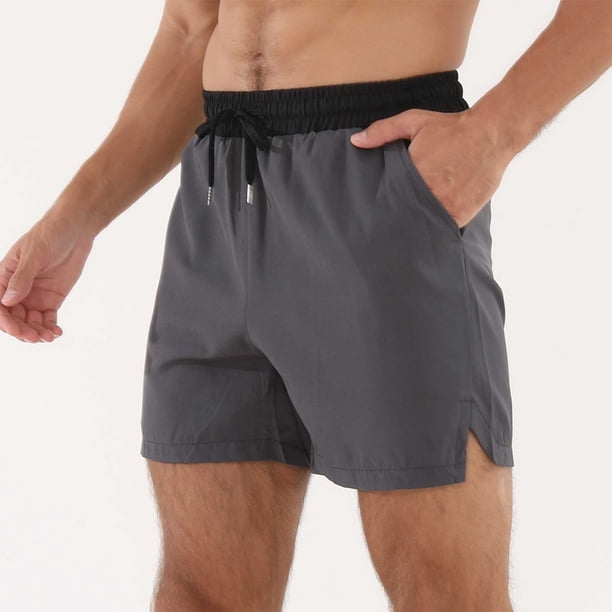 pstuiky Hombres bajos, Pantalones cortos deportivos informales de secado rápido para hombre, con bolsillo de malla y cordón ajustable Pantalones cortos para correr para hombre