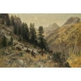 thumbnail image 2 of Julius Arthur Thiele 18x13 Black Ornate Wood Framed Double Matted Museum Art Print Titled - Autumn in the Hochgebirge (1887), 2 of 5