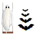 thumbnail image 3 of Halloween Decorations Ghost Light Up Swing Hanging Decoration with Remote Control, Glowing Bat Accent, Halloween Outdoor Yard Decor, Porch Tree Party Display, 3 of 6