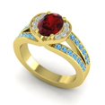 thumbnail image 2 of 2.35 Carat Oval Cut Garnet & Blue Topaz Gemstone Beautiful Anniversary Ring for Ladies Solid 14K Yellow Gold Size 10.5 by Diamond-Capitals, 2 of 8
