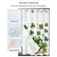 thumbnail image 4 of No Hook Shower Curtain with Snap-in Liner, St Patrick's Day Shamrock Waterproof Fabric Bathroom Curtains, Lucky Four Leaf Gold Coin Green Bath Curtains & Mesh Top Window Narrow 36"x78", 4 of 9