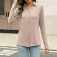 thumbnail image 4 of Comdrip Long Button Down Shirts for Women, Womens Long Sleeve Tops Button Down Shirts Casual Fall Tops Trendy Tops Button Down Women Beige L, 4 of 8