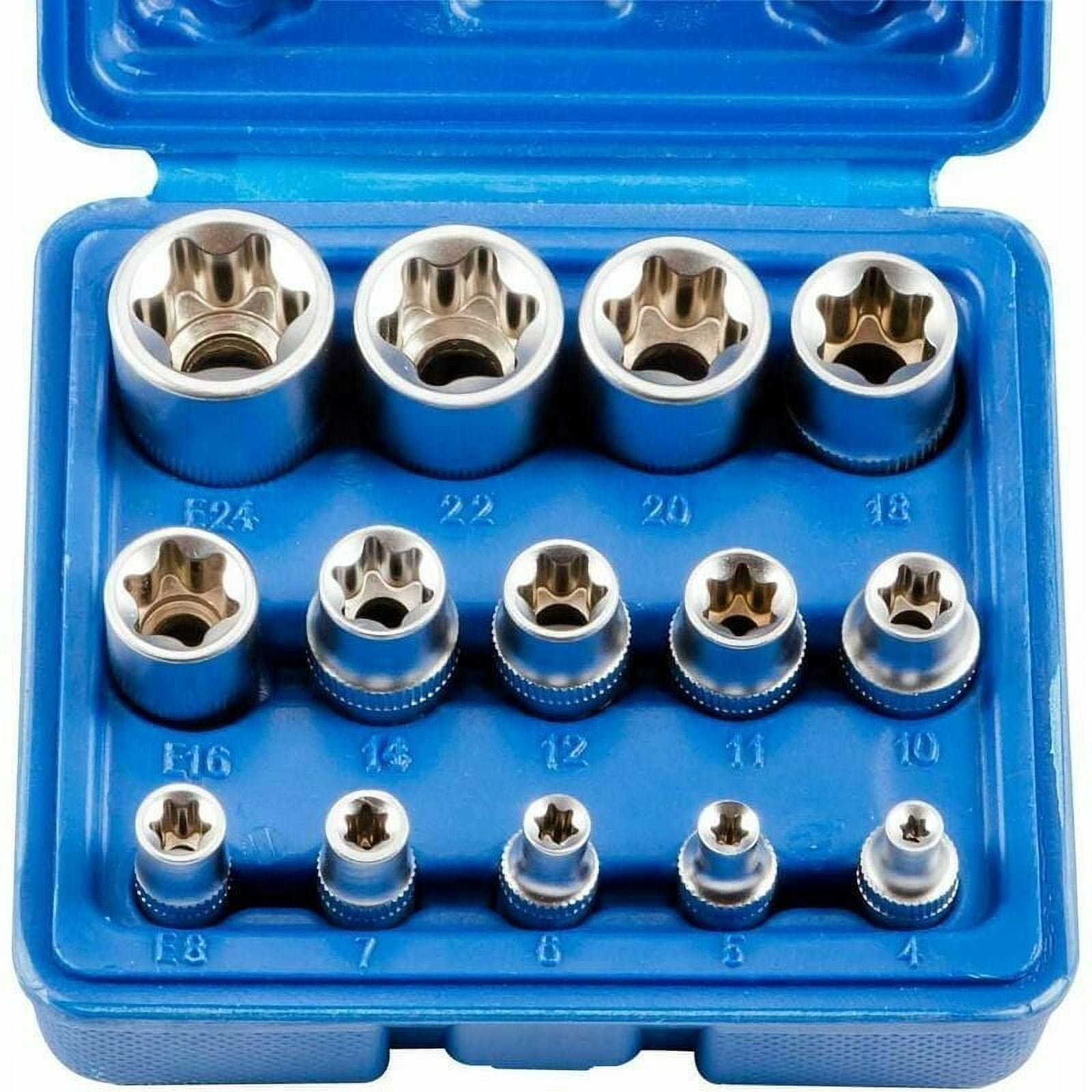 14Pcs E4-E24 E-Torx Hex Female Torx Socket Set