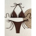 thumbnail image 6 of SKQIT Sexy Rivet-Embellished Halter Triangle Bikini Set, Tied Side Two-Piece High Cut Swimwear for Women, 6 of 8