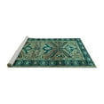 thumbnail image 2 of Ahgly Company Machine Washable Indoor Rectangle Persian Turquoise Blue Traditional Area Rugs, 7' x 9', 2 of 4