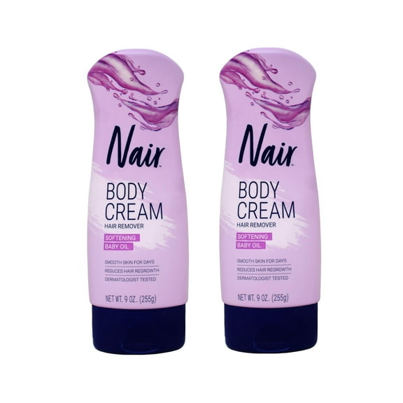 Pack of (2) Nair Hair Remover Lotion with Baby Oil, For smooth And Radiant Skin, 9 oz.