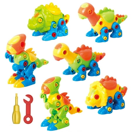 Dinosaurs Take Apart Toys With Tools (Set of 6 Dinosaurs) - Construction Engineering STEM Learning Toy Play Set - Best Toy Gift for Boys & Girls Age 3 ? 12 years old (218 pieces) assorted colors