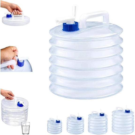 Collapsible Water Container with Spigot, Water Storage Jug, Foldable Portable Water Storage Container, Reusable Camping Water Storage Carrier for Hiking RV Picnic,All