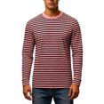 thumbnail image 4 of Mens Striped Long Sleeve Crewneck T Shirts Casual Party Soft Fashion Tee Top Pink XXXL, 4 of 4