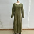 thumbnail image 5 of Efsteb Long Sleeve Dresses for Women Casual Round Neck Solid Long Dress Fashion Vintage Dresses (Green,XXL), 5 of 6