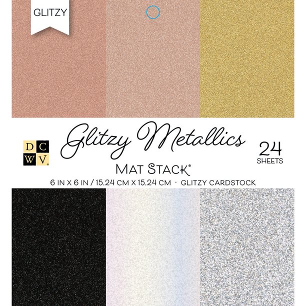 DCWV SingleSided Cardstock Stack 6"X6" 24/Pkg Glitzy Metallics W