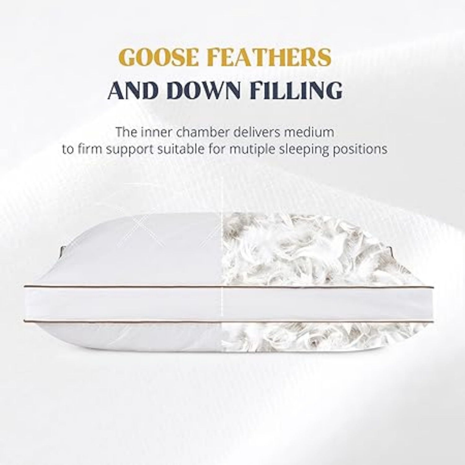 Goose Feathers and Down Pillow for Sleeping Gusseted Bed Hotel Collection Pillows, King, Set of 2