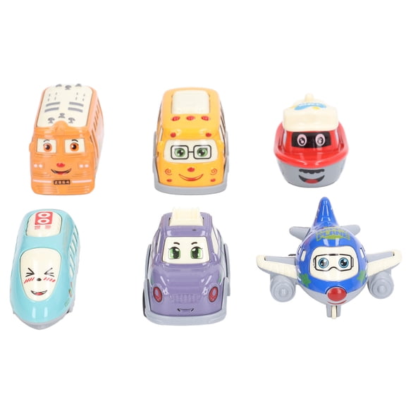 Juego de coches de dibujos animados, 6 piezas, modelos de coches, coches de juguete en miniatura, multifuncionales