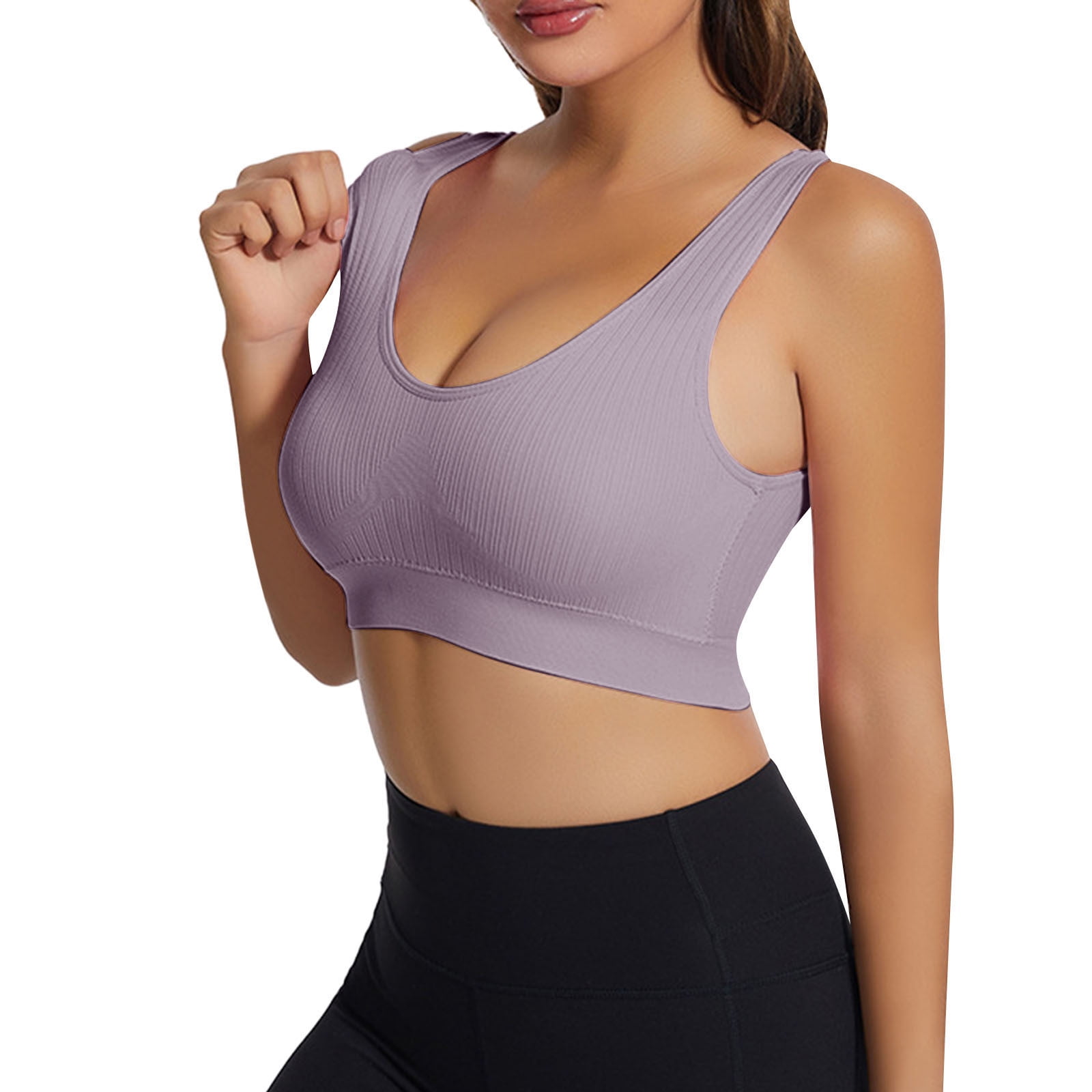 CAICJ98 Lingerie for Women Yoga Tank Tops for Women Built in Shelf Bra B/C  Cups Strappy Back Activewear Workout Compression Tops D,6XL 