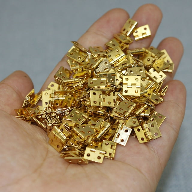 Mini Bisagras de Latón de 20 piezas, Bisagra Pequeña Plegable de 4 Orificios con tornillos para gabinetes de casas de muñecas