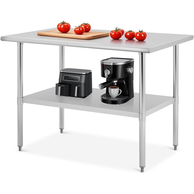 YUSAZENS 48 x 30 x 34 Inch Basic Kitchen Stainless Steel Workbench, 30D x 48W x 34H Multifunctional Prep Table for Home Restaurant Workshop