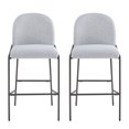 thumbnail image 3 of GZXS 2 Pack Upholstered Barstools in Gray, Accent Fabric Bar Chairs with Curved Back and Antique Bronze Metal Legs for Kitchen Area, Dining Space, Home Pub, 3 of 8
