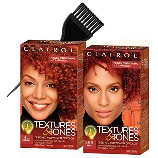 Clairol TEXTURE & TONES Permanent Haircolor, No Ammonia (w/Sleek Brush) Hair Color Dye Designed for Women of Hot Red) - Walmart.com