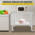 thumbnail image 2 of VEVOR Stainless Steel Work Table / Commercial Prep Table 30×36×34 inch;Stainless Steel;3‑Stage Adjustable Shelf;4 Wheels 2 with Brake;220 lb Capacity, 2 of 9