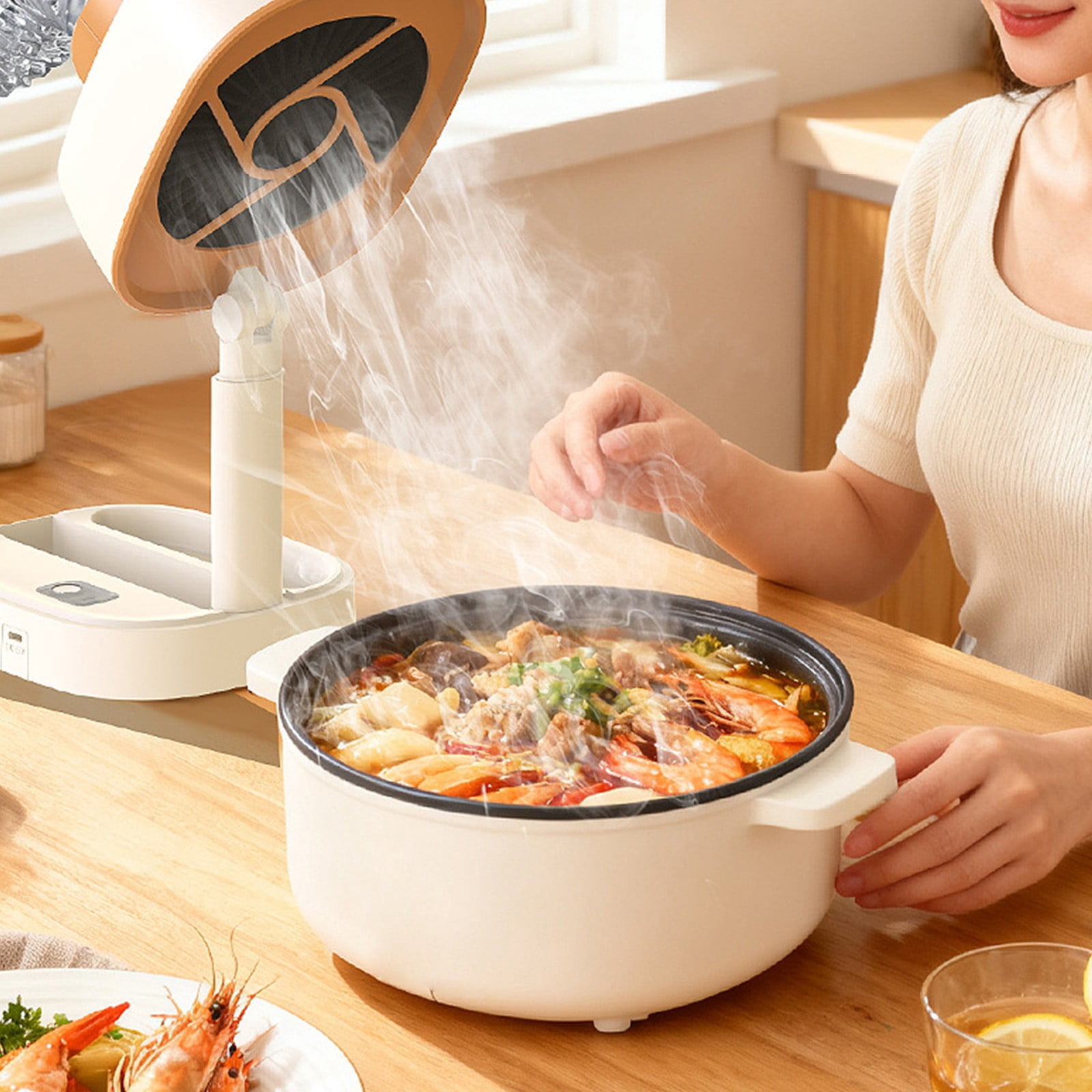 Rechargeable Kitchen Exhaust Fan, Folding Desktop Range Hood, 5 Speed Angle Extractor with Grease Filter, Portable Cooking Ventilation Device, Indoor Air Tool, Stove Accessory for Home