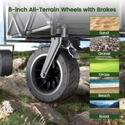 GVDV Collapsible Folding Wagon, 560LBS Large Heavy Duty Utility Cart with All-Terrain Wheels and Adjustable Handles for Shopping, Camping, Sports, Outdoor, Beach, Black