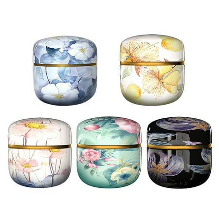 

FRCOLOR 5pcs Round Wedding Candy Tea Sealed Canister Ornaments Wedding Gift(Mixed Style)