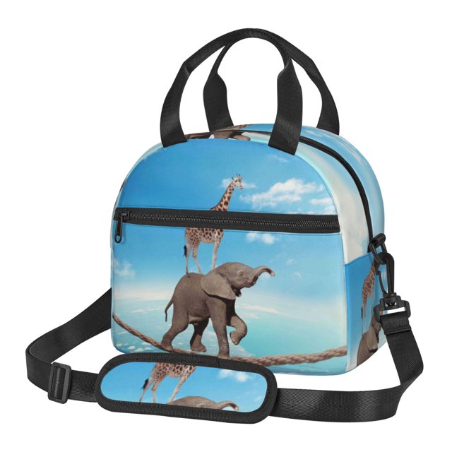 Disketp Elephant Giraffe Lonchera Térmica para Mujer y Hombre, Bolsa de Almuerzo Reutilizable e Impermeable para Trabajo, Viajes y Picnic