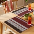 thumbnail image 4 of Red Floral Placemats Set of 8 Modern Farmhouse Leaves Brown Striped Place Mats Indoor Wipeable Table Mats Washable Cloth Dining Table Placemats for Kitchen Holiday Party Home Decor 13x19 Inch, 4 of 9