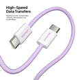 thumbnail image 5 of Powertek Fashion USB-C to USB-C Cable 6ft Purple, 60W Fast Charging Type-C Braided Cable for iPhone 15 and Newer, Galaxy, iPad, Tablets & USB-C Devices, 5 of 8