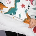 thumbnail image 3 of Oversized Wearable Blanket Hoodie,Colorful Dinosaur Pattern with Stars and Shapes Sherpa Blanket Hoodie with Super Pockets,Super Warm Fuzzy Pullover for Women & Men, 3 of 6