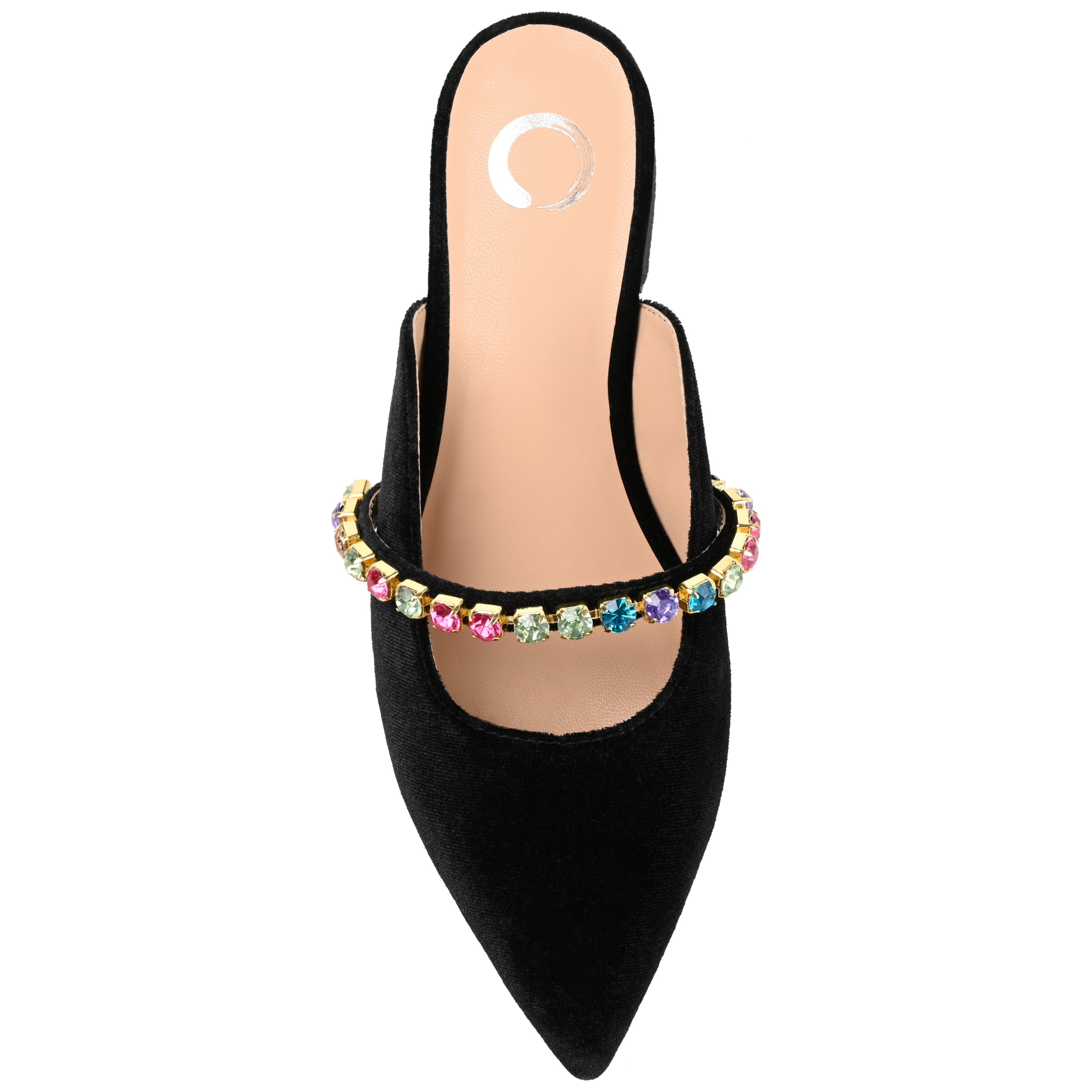 Journee Womens Jewel Mules Pointed Toe Slip On Evening Dress Flats