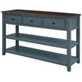 thumbnail image 1 of 50 Inch Mid-Century Console Table with 3 Drawers & 2 Shelves, Retro Sofa Table Solid Wood Frame for Entryway, Living Room, Hallway, 1 of 9