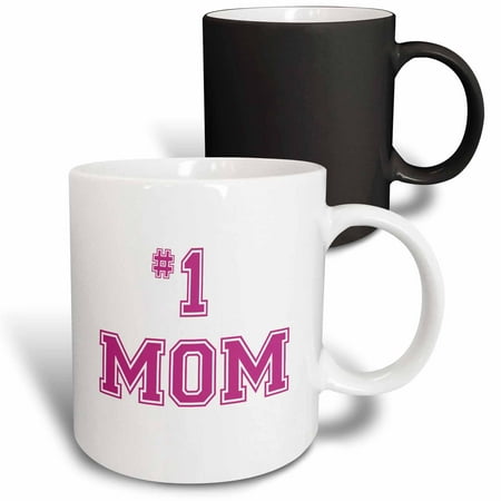 

3dRose #1 Mom - Number One Mom in hot pink large print text - for worlds greatest and best Mothers day Magic Transforming Mug 11oz
