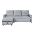 thumbnail image 2 of Benjara 82 Inch Sleeper Sectional Sofa with Left Storage Chaise, Light Gray Velvet, 2 of 5