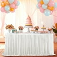 thumbnail image 6 of Eliaeconx Table Skirt, 30x48 Inch Recyclable Tablecloth, Ruffled Mesh Table Decor, for Wedding, Birthday Party, Banquet Decoration, White, 6 of 6
