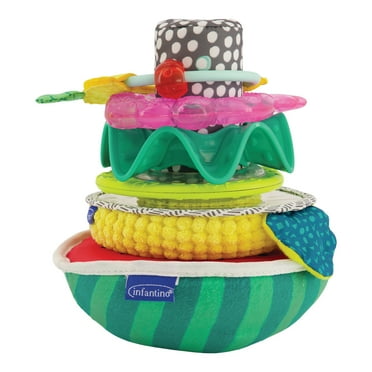 Infantino Sensory Stacking Rings Learning Rattle Toy, 3-12 Months, Multicolor Fruit-Shaped