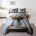 thumbnail image 1 of Erosebridal Botanical Tulip Bedding King Comforter Set,Rustic Flower Bedding Sets King with Comforter,Nature Bloom Decor,Reversible,Super Cozy,3 Pieces, 1 of 8