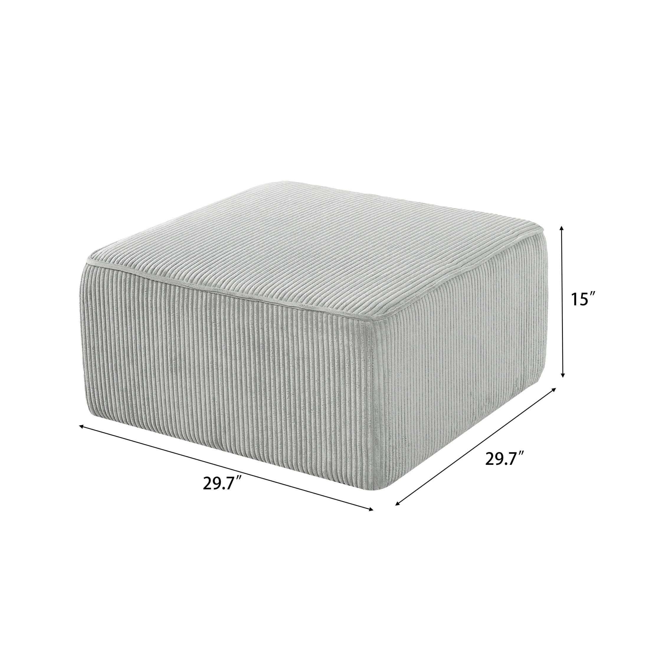 Christopher Knight Home 29.7" Corduroy Upholstered Sectional Ottoman, Wood Frame, Light Blue
