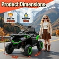 thumbnail image 4 of Joyracer 24V 4x4 Kids ATV Electric 4-Wheeler with Leather 2-Seater, 24 Volt Ride on Toys for Big Kids w/ Kneepads, 4x200W Motors, Bluetooth Music, Green, 4 of 10