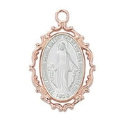 McVan JR790 1 x 0.65 x 0.6 in. Rose-Gold Over Sterling Silver Miraculous Medal with Chain