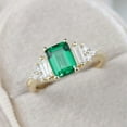 thumbnail image 2 of vylahjewellery Green Emerald Cut Customize 3 Ct Diamond Ring Plated White Gold Promise Ring Moissanite Anniversary Gift Ring for Her, 2 of 8